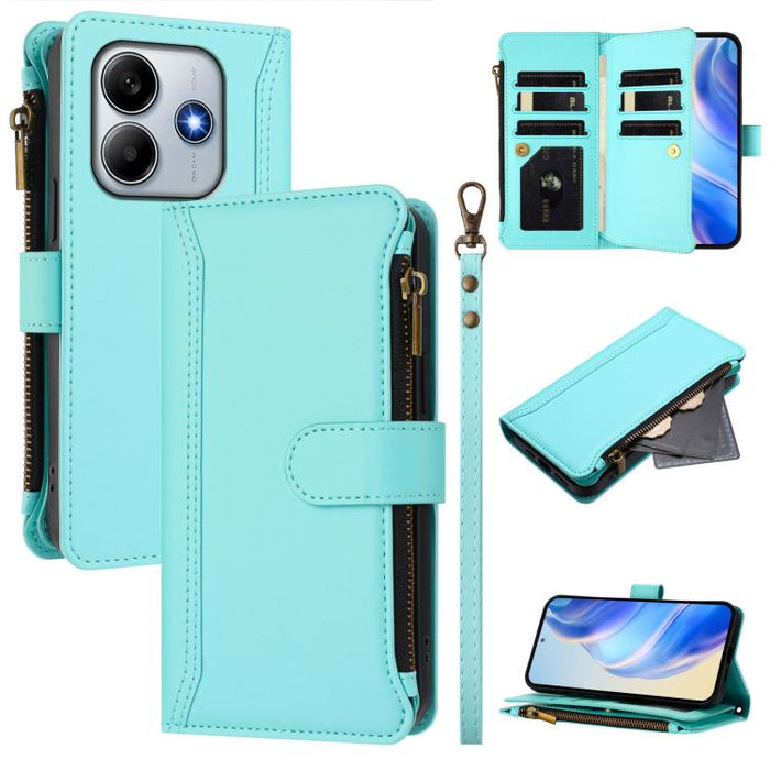 Estuche de piel con cierre magnético, 9 ranuras para tarjetas y cremallera, con correa de mano., For Redmi A5 4G 171.7mm / Poco C71, For Redmi K90 Max 5G, For Redmi A7 Pro 4G Global / Poco C85x 5G, For Redmi 15a 5G Global                               ...