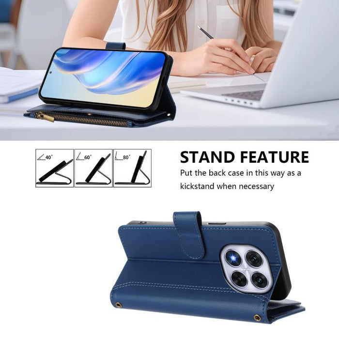 Estuche de piel con cierre magnético, 9 ranuras para tarjetas y cremallera, con correa de mano., For Redmi Note 14 Pro 4G, For Redmi Note 14 4G 163.25mm, For Redmi 14C 4G / 14R 5G / A3 Pro, For Redmi Note 14 Pro+ 5G, For Redmi K70 Ultra                ...