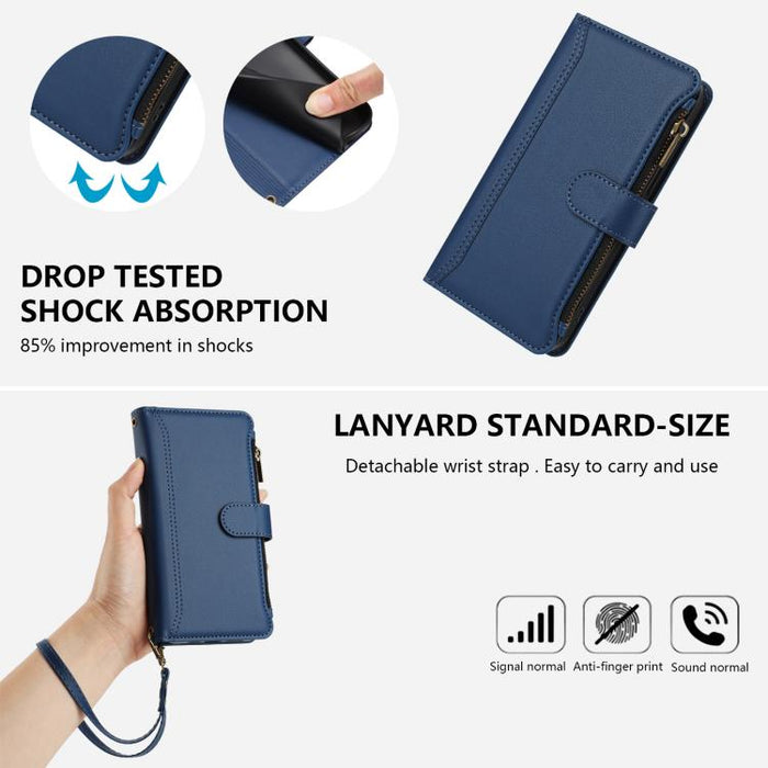 Estuche de piel con cierre magnético, 9 ranuras para tarjetas y cremallera, con correa de mano., For Redmi Note 14 Pro 4G, For Redmi Note 14 4G 163.25mm, For Redmi 14C 4G / 14R 5G / A3 Pro, For Redmi Note 14 Pro+ 5G, For Redmi K70 Ultra                ...