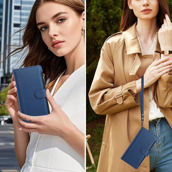 Estuche de piel con cierre magnético, 9 ranuras para tarjetas y cremallera, con correa de mano., For Redmi Note 14 Pro 4G, For Redmi Note 14 4G 163.25mm, For Redmi 14C 4G / 14R 5G / A3 Pro, For Redmi Note 14 Pro+ 5G, For Redmi K70 Ultra                ...