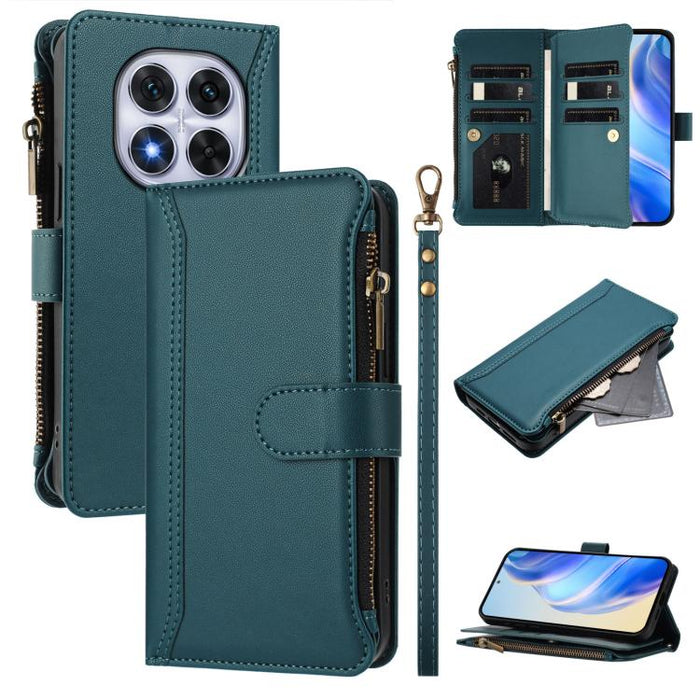 Estuche de piel con cierre magnético, 9 ranuras para tarjetas y cremallera, con correa de mano., For Redmi K80 / K80 Pro, For Redmi Note 14 Pro 4G, For Redmi Note 14 4G 163.25mm, For Redmi 14C 4G / 14R 5G / A3 Pro, For Redmi Note 14 Pro+ 5G            ...