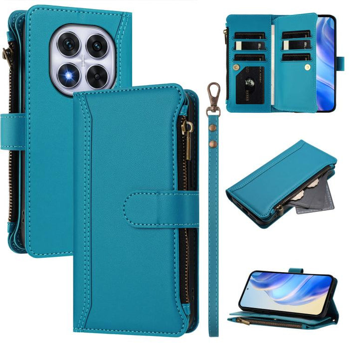 Estuche de piel con cierre magnético, 9 ranuras para tarjetas y cremallera, con correa de mano., For Redmi K80 / K80 Pro, For Redmi Note 14 Pro 4G, For Redmi Note 14 4G 163.25mm, For Redmi 14C 4G / 14R 5G / A3 Pro, For Redmi Note 14 Pro+ 5G            ...