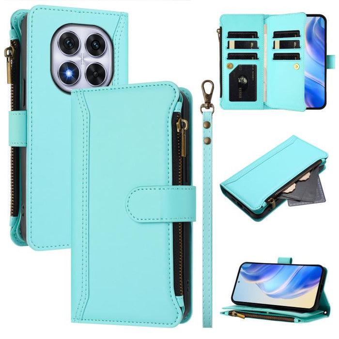 Estuche de piel con cierre magnético, 9 ranuras para tarjetas y cremallera, con correa de mano., For Redmi K80 / K80 Pro, For Redmi Note 14 Pro 4G, For Redmi Note 14 4G 163.25mm, For Redmi 14C 4G / 14R 5G / A3 Pro, For Redmi Note 14 Pro+ 5G            ...