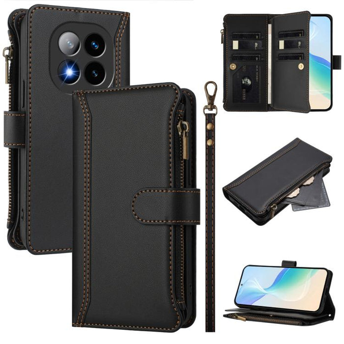 Estuche de piel con cierre magnético, 9 ranuras para tarjetas y cremallera, con correa de mano., For Redmi K80 / K80 Pro, For Redmi Note 14 Pro 4G, For Redmi Note 14 4G 163.25mm, For Redmi 14C 4G / 14R 5G / A3 Pro, For Redmi Note 14 Pro+ 5G            ...