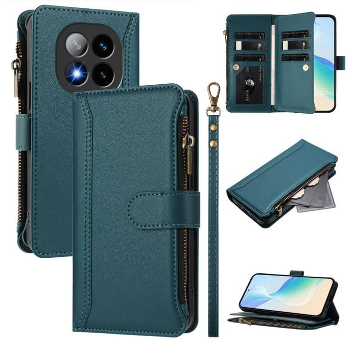 Estuche de piel con cierre magnético, 9 ranuras para tarjetas y cremallera, con correa de mano., For Redmi K80 / K80 Pro, For Redmi Note 14 Pro 4G, For Redmi Note 14 4G 163.25mm, For Redmi 14C 4G / 14R 5G / A3 Pro, For Redmi Note 14 Pro+ 5G            ...
