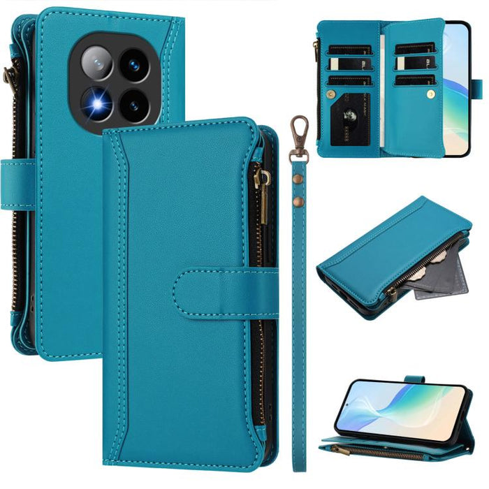 Estuche de piel con cierre magnético, 9 ranuras para tarjetas y cremallera, con correa de mano., For Redmi K80 / K80 Pro, For Redmi Note 14 Pro 4G, For Redmi Note 14 4G 163.25mm, For Redmi 14C 4G / 14R 5G / A3 Pro, For Redmi Note 14 Pro+ 5G            ...