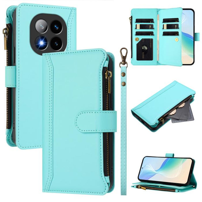 Estuche de piel con cierre magnético, 9 ranuras para tarjetas y cremallera, con correa de mano., For Redmi K80 / K80 Pro, For Redmi Note 14 Pro 4G, For Redmi Note 14 4G 163.25mm, For Redmi 14C 4G / 14R 5G / A3 Pro, For Redmi Note 14 Pro+ 5G            ...