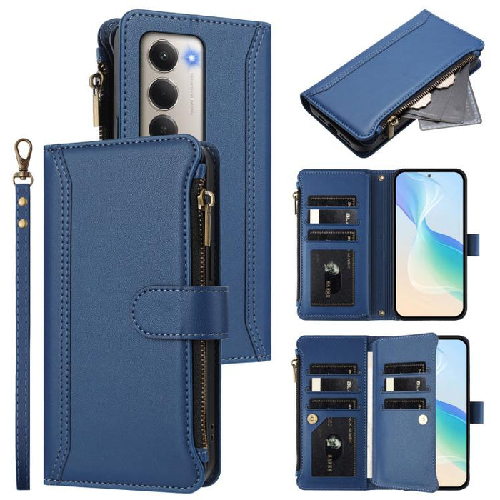 Estuche de piel con cierre magnético, 9 ranuras para tarjetas y cremallera, con correa de mano., For Redmi A5 4G 171.7mm / Poco C71, For Redmi K90 Max 5G, For Redmi A7 Pro 4G Global / Poco C85x 5G, For Redmi 15a 5G Global                               ...