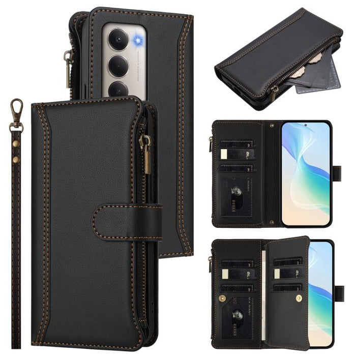 Estuche de piel con cierre magnético, 9 ranuras para tarjetas y cremallera, con correa de mano., For Redmi A5 4G 171.7mm / Poco C71, For Redmi K90 Max 5G, For Redmi A7 Pro 4G Global / Poco C85x 5G, For Redmi 15a 5G Global                               ...