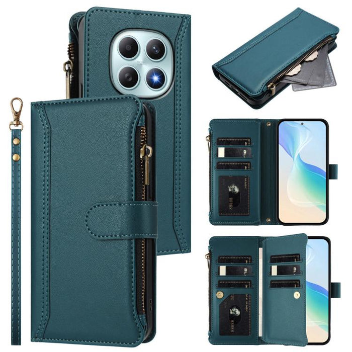 Estuche de piel con cierre magnético, 9 ranuras para tarjetas y cremallera, con correa de mano., For Redmi A5 4G 171.7mm / Poco C71, For Redmi K90 Max 5G, For Redmi A7 Pro 4G Global / Poco C85x 5G, For Redmi 15a 5G Global                               ...