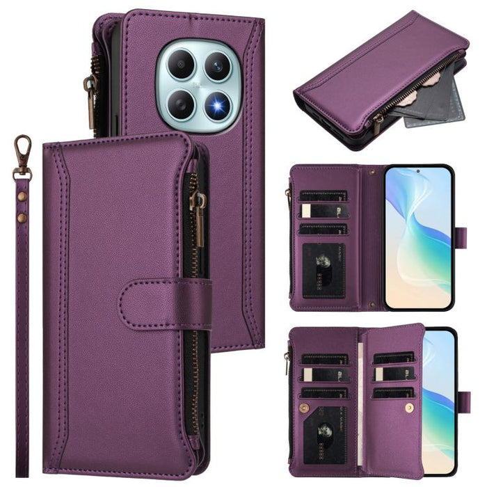 Estuche de piel con cierre magnético, 9 ranuras para tarjetas y cremallera, con correa de mano., For Redmi A5 4G 171.7mm / Poco C71, For Redmi K90 Max 5G, For Redmi A7 Pro 4G Global / Poco C85x 5G, For Redmi 15a 5G Global                               ...