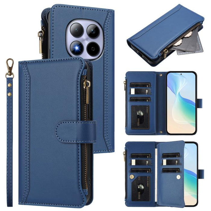 Estuche de piel con cierre magnético, 9 ranuras para tarjetas y cremallera, con correa de mano., For Redmi A5 4G 171.7mm / Poco C71, For Redmi K90 Max 5G, For Redmi A7 Pro 4G Global / Poco C85x 5G, For Redmi 15a 5G Global                               ...