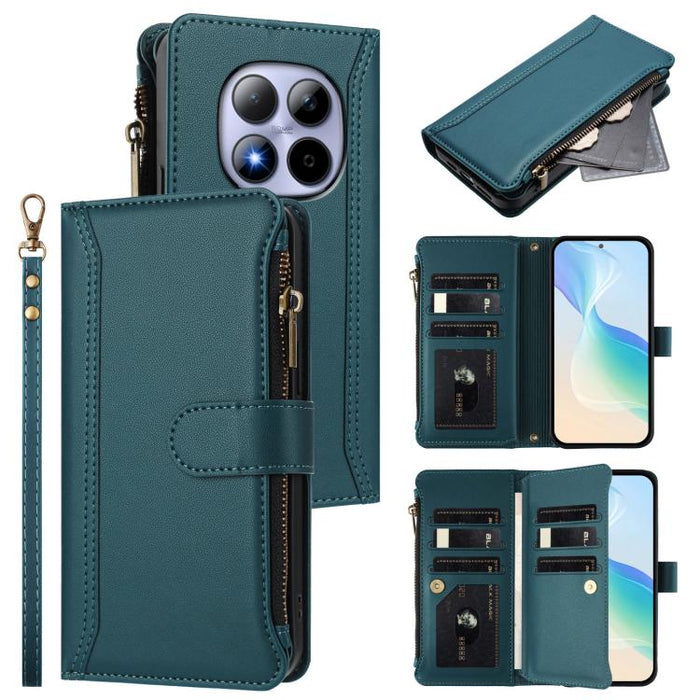 Estuche de piel con cierre magnético, 9 ranuras para tarjetas y cremallera, con correa de mano., For Redmi A5 4G 171.7mm / Poco C71, For Redmi K90 Max 5G, For Redmi A7 Pro 4G Global / Poco C85x 5G, For Redmi 15a 5G Global                               ...