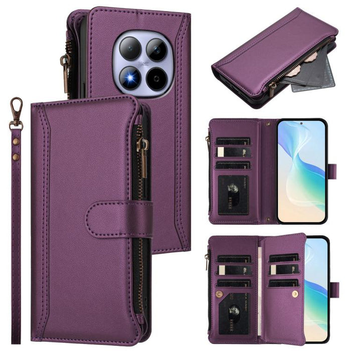 Estuche de piel con cierre magnético, 9 ranuras para tarjetas y cremallera, con correa de mano., For Redmi A5 4G 171.7mm / Poco C71, For Redmi K90 Max 5G, For Redmi A7 Pro 4G Global / Poco C85x 5G, For Redmi 15a 5G Global                               ...