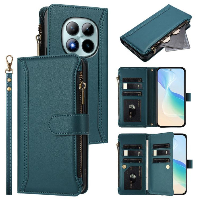 Estuche de piel con cierre magnético, 9 ranuras para tarjetas y cremallera, con correa de mano., For Redmi A5 4G 171.7mm / Poco C71, For Redmi K90 Max 5G, For Redmi A7 Pro 4G Global / Poco C85x 5G, For Redmi 15a 5G Global                               ...