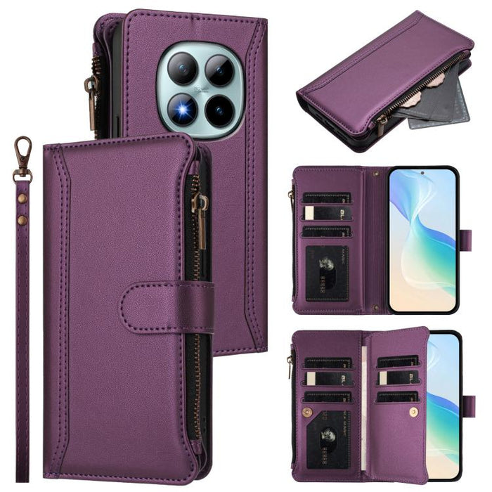 Estuche de piel con cierre magnético, 9 ranuras para tarjetas y cremallera, con correa de mano., For Redmi A5 4G 171.7mm / Poco C71, For Redmi K90 Max 5G, For Redmi A7 Pro 4G Global / Poco C85x 5G, For Redmi 15a 5G Global                               ...