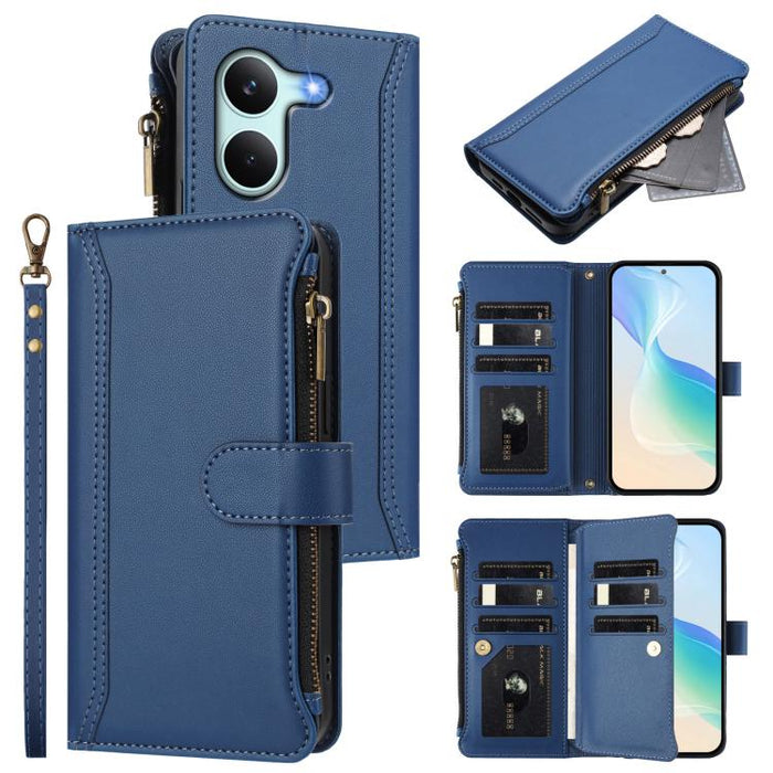 Estuche de piel con cierre magnético, 9 ranuras para tarjetas y cremallera, con correa de mano., For Redmi A5 4G 171.7mm / Poco C71, For Redmi K90 Max 5G, For Redmi A7 Pro 4G Global / Poco C85x 5G, For Redmi 15a 5G Global                               ...