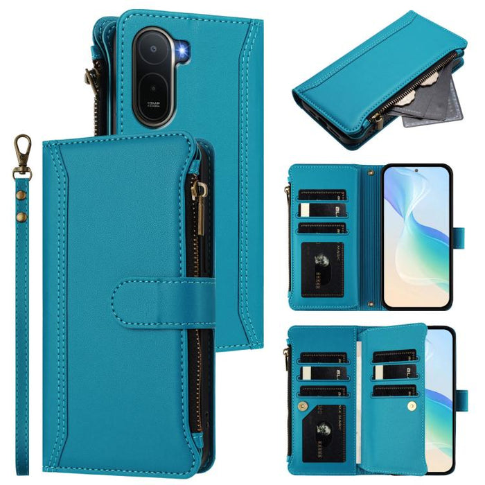 Estuche de piel con cierre magnético, 9 ranuras para tarjetas y cremallera, con correa de mano., For Redmi A5 4G 171.7mm / Poco C71, For Redmi K90 Max 5G, For Redmi A7 Pro 4G Global / Poco C85x 5G, For Redmi 15a 5G Global                               ...