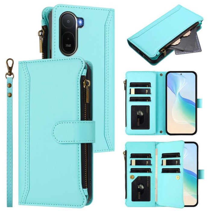 Estuche de piel con cierre magnético, 9 ranuras para tarjetas y cremallera, con correa de mano., For Redmi A5 4G 171.7mm / Poco C71, For Redmi K90 Max 5G, For Redmi A7 Pro 4G Global / Poco C85x 5G, For Redmi 15a 5G Global                               ...