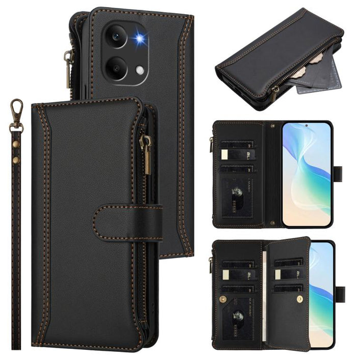 Estuche de piel con cierre magnético, 9 ranuras para tarjetas y cremallera, con correa de mano., For Redmi A5 4G 171.7mm / Poco C71, For Redmi K90 Max 5G, For Redmi A7 Pro 4G Global / Poco C85x 5G, For Redmi 15a 5G Global                               ...