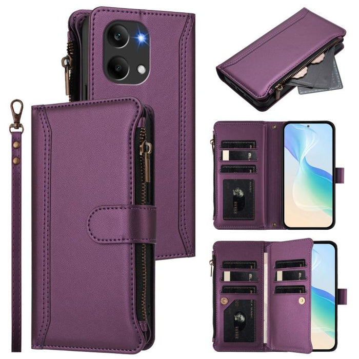Estuche de piel con cierre magnético, 9 ranuras para tarjetas y cremallera, con correa de mano., For Redmi A5 4G 171.7mm / Poco C71, For Redmi K90 Max 5G, For Redmi A7 Pro 4G Global / Poco C85x 5G, For Redmi 15a 5G Global                               ...