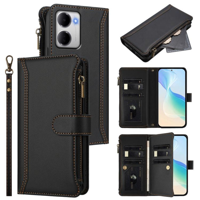 Estuche de piel con cierre magnético, 9 ranuras para tarjetas y cremallera, con correa de mano., For Redmi A5 4G 171.7mm / Poco C71, For Redmi K90 Max 5G, For Redmi A7 Pro 4G Global / Poco C85x 5G, For Redmi 15a 5G Global                               ...