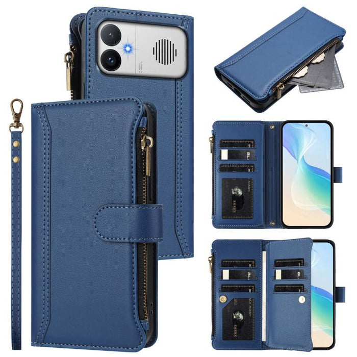 Estuche de piel con cierre magnético, 9 ranuras para tarjetas y cremallera, con correa de mano., For Redmi A5 4G 171.7mm / Poco C71, For Redmi K90 Max 5G, For Redmi A7 Pro 4G Global / Poco C85x 5G, For Redmi 15a 5G Global                               ...