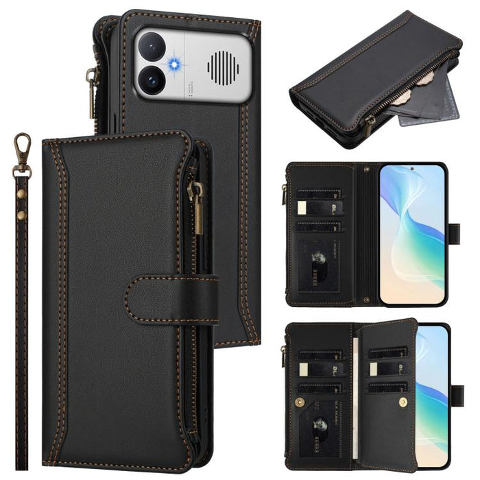 Estuche de piel con cierre magnético, 9 ranuras para tarjetas y cremallera, con correa de mano., For Redmi A5 4G 171.7mm / Poco C71, For Redmi K90 Max 5G, For Redmi A7 Pro 4G Global / Poco C85x 5G, For Redmi 15a 5G Global                               ...