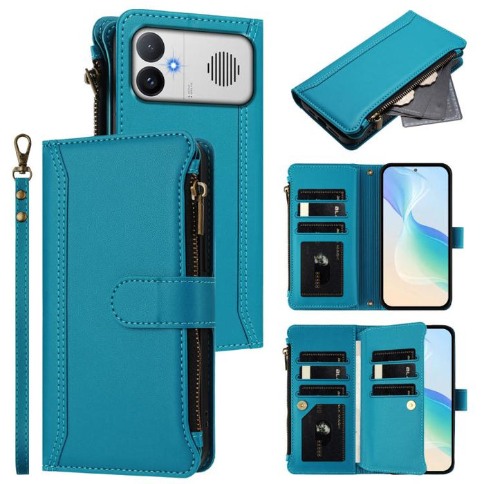 Estuche de piel con cierre magnético, 9 ranuras para tarjetas y cremallera, con correa de mano., For Redmi A5 4G 171.7mm / Poco C71, For Redmi K90 Max 5G, For Redmi A7 Pro 4G Global / Poco C85x 5G, For Redmi 15a 5G Global                               ...