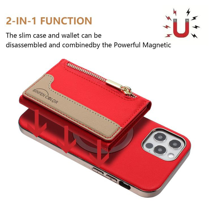 Zipper Horizontal Magnetic Card Bag RFID MagSafe Phone Case, For iPhone 12 / 12 Pro, For iPhone 11 Pro Max, For iPhone 11, For iPhone 11 Pro, For iPhone XR, For iPhone 8 Plus / 7 Plus, For iPhone 8 / 7 / 6