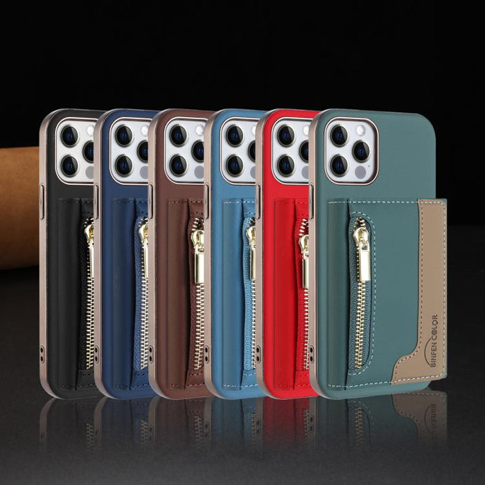 Zipper Horizontal Magnetic Card Bag RFID MagSafe Phone Case, For iPhone 12 / 12 Pro, For iPhone 11 Pro Max, For iPhone 11, For iPhone 11 Pro, For iPhone XR, For iPhone 8 Plus / 7 Plus, For iPhone 8 / 7 / 6