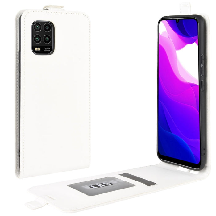Estuche protector de cuero con tapa vertical individual con textura R64 con ranuras para tarjetas y marco de fotos, For Xiaomi Mi 10 Lite 5G