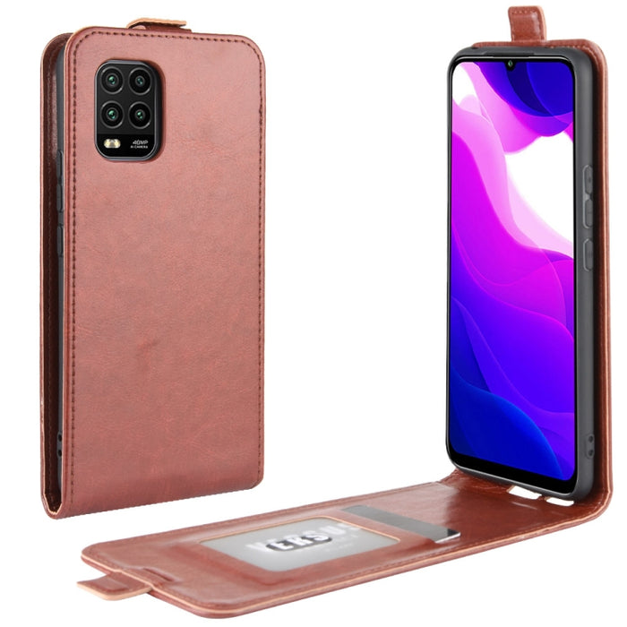 Estuche protector de cuero con tapa vertical individual con textura R64 con ranuras para tarjetas y marco de fotos, For Xiaomi Mi 10 Lite 5G