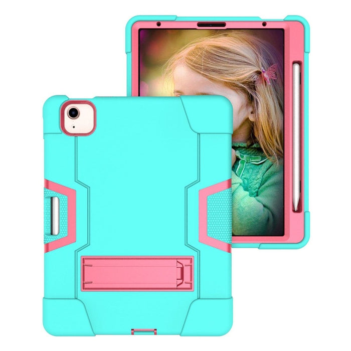 Para iPad Air (2020) 10.9 Robot de color de contraste Funda protectora de silicona a prueba de golpes + PC con soporte y ranura para bolígrafo