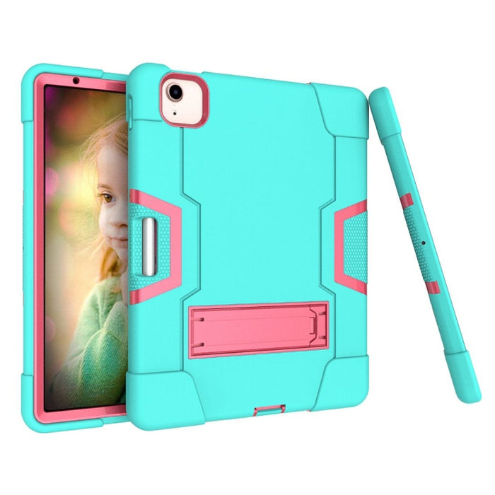Para iPad Air (2020) 10.9 Robot de color de contraste Funda protectora de silicona a prueba de golpes + PC con soporte y ranura para bolígrafo