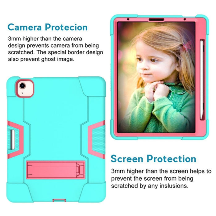 Para iPad Air (2020) 10.9 Robot de color de contraste Funda protectora de silicona a prueba de golpes + PC con soporte y ranura para bolígrafo