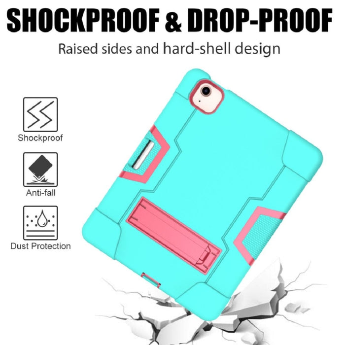 Para iPad Air (2020) 10.9 Robot de color de contraste Funda protectora de silicona a prueba de golpes + PC con soporte y ranura para bolígrafo