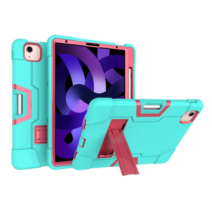 Para iPad Air (2020) 10.9 Robot de color de contraste Funda protectora de silicona a prueba de golpes + PC con soporte y ranura para bolígrafo