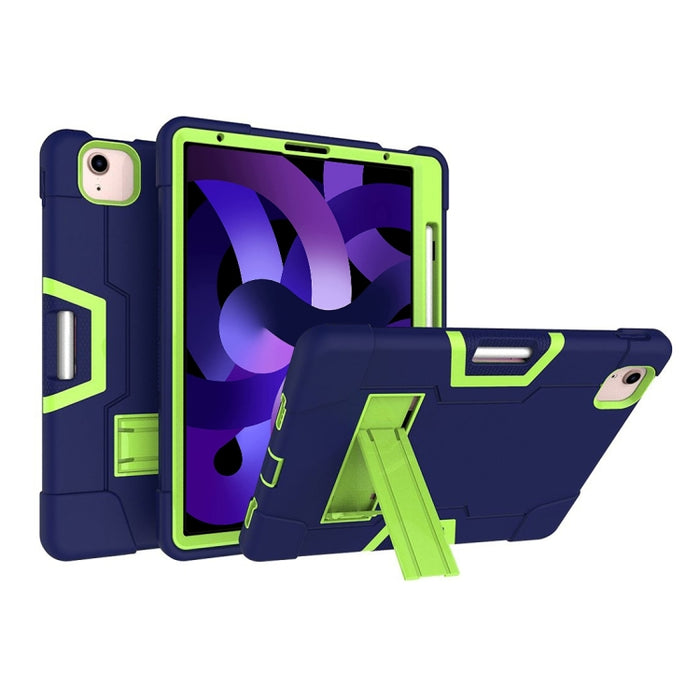 Para iPad Air (2020) 10.9 Robot de color de contraste Funda protectora de silicona a prueba de golpes + PC con soporte y ranura para bolígrafo