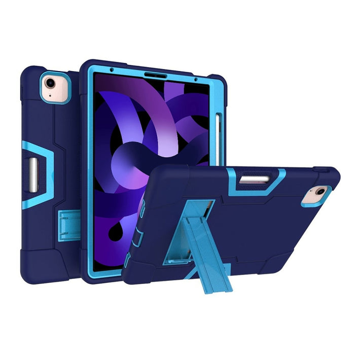 Para iPad Air (2020) 10.9 Robot de color de contraste Funda protectora de silicona a prueba de golpes + PC con soporte y ranura para bolígrafo