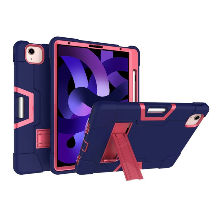 Para iPad Air (2020) 10.9 Robot de color de contraste Funda protectora de silicona a prueba de golpes + PC con soporte y ranura para bolígrafo