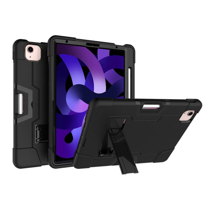 Para iPad Air (2020) 10.9 Robot de color de contraste Funda protectora de silicona a prueba de golpes + PC con soporte y ranura para bolígrafo