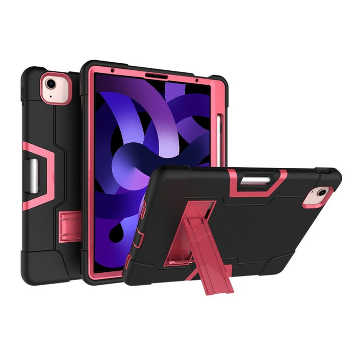 Para iPad Air (2020) 10.9 Robot de color de contraste Funda protectora de silicona a prueba de golpes + PC con soporte y ranura para bolígrafo