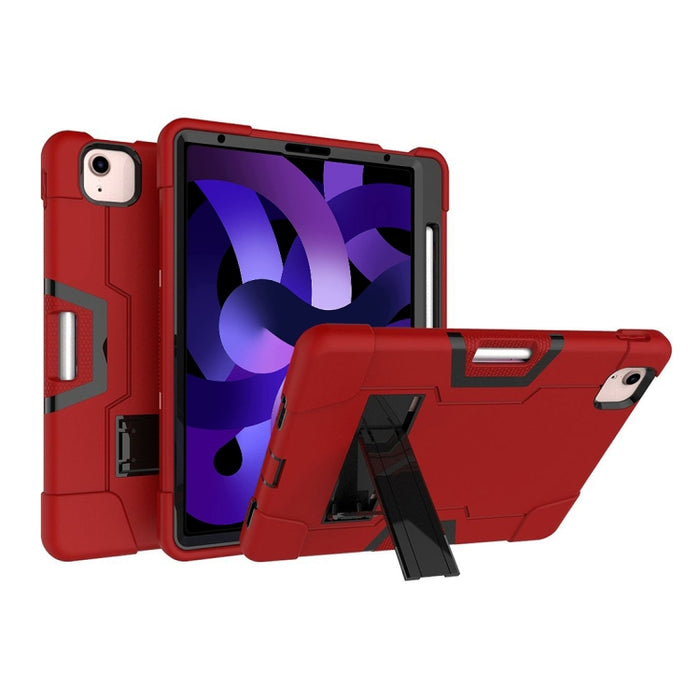Para iPad Air (2020) 10.9 Robot de color de contraste Funda protectora de silicona a prueba de golpes + PC con soporte y ranura para bolígrafo