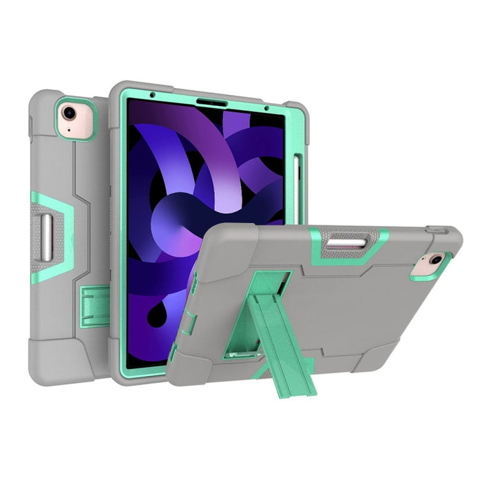 Para iPad Air (2020) 10.9 Robot de color de contraste Funda protectora de silicona a prueba de golpes + PC con soporte y ranura para bolígrafo