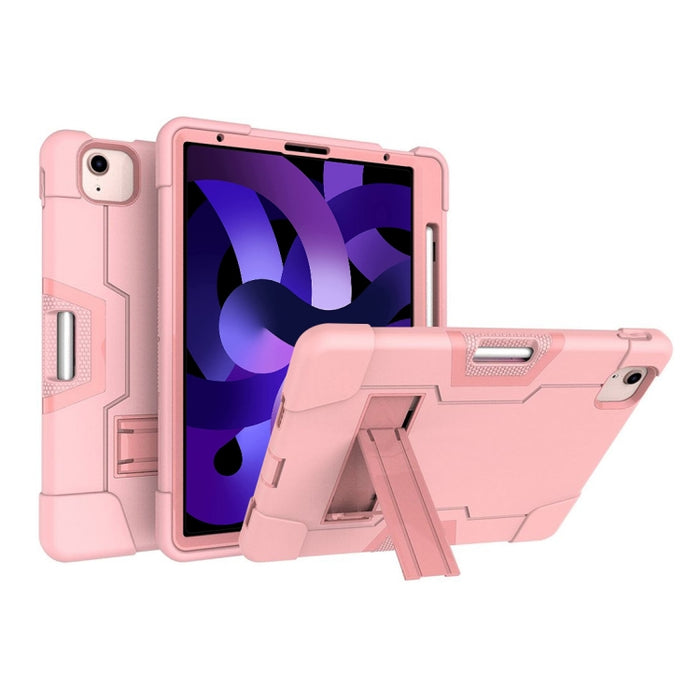 Para iPad Air (2020) 10.9 Robot de color de contraste Funda protectora de silicona a prueba de golpes + PC con soporte y ranura para bolígrafo