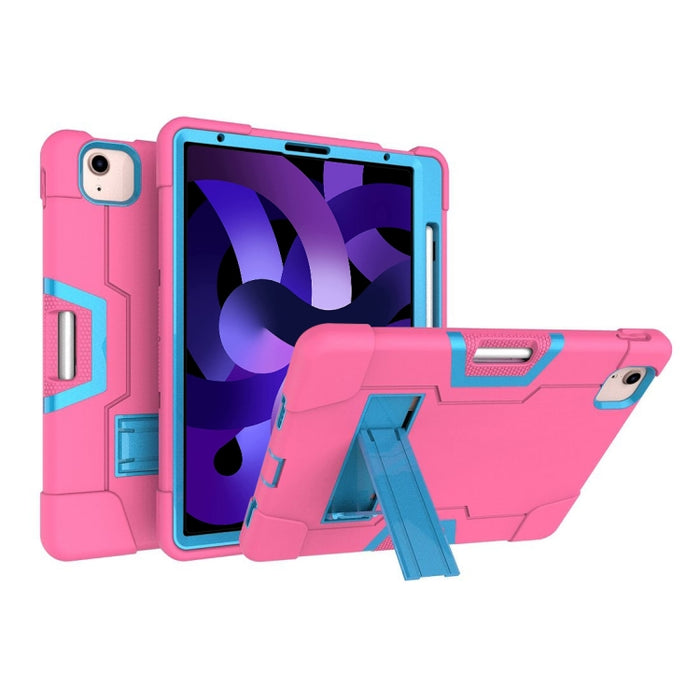 Para iPad Air (2020) 10.9 Robot de color de contraste Funda protectora de silicona a prueba de golpes + PC con soporte y ranura para bolígrafo