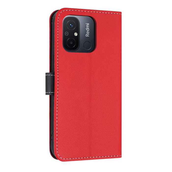 Funda de cuero con lazo metálico para teléfono con correa de mano, For Redmi 11A / 12C