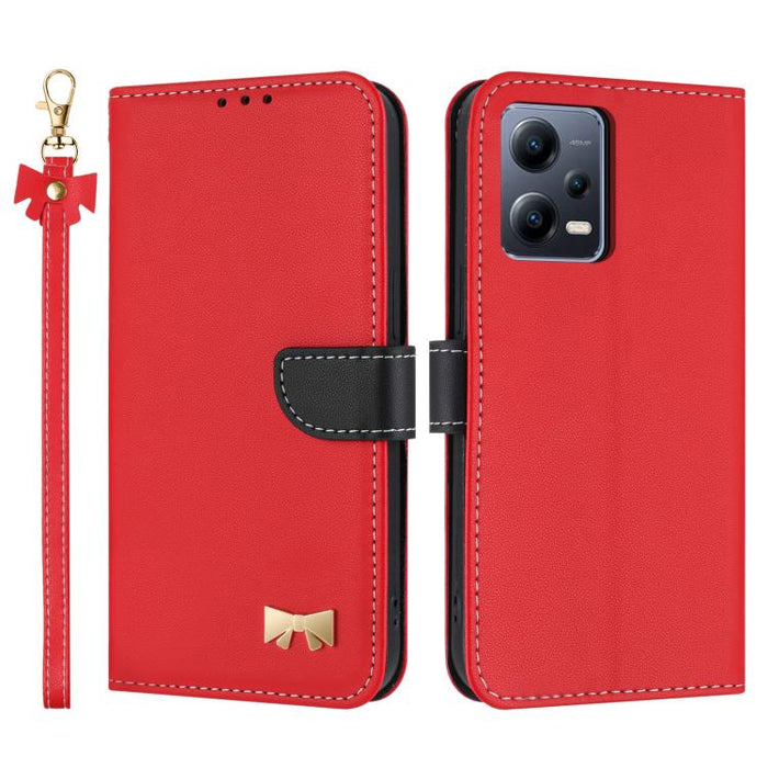 Funda de cuero con lazo metálico para teléfono con correa de mano, For Redmi 11A / 12C