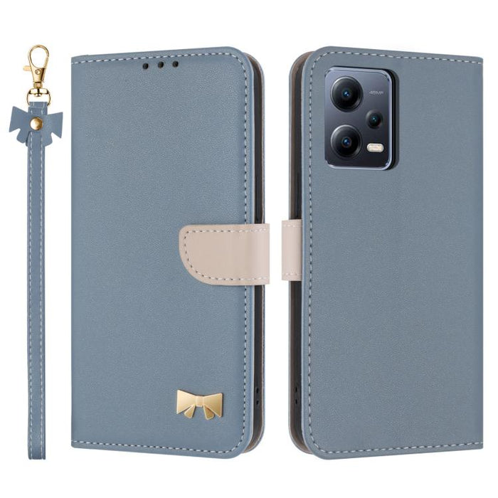 Funda de cuero con lazo metálico para teléfono con correa de mano, For Redmi 11A / 12C